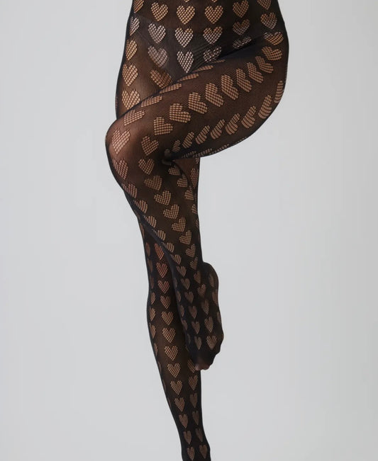 Strumphose Herzen Schwarz